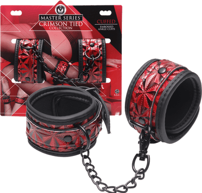 Crimson Tied Embossed Ankle Cuffs - Btantalized.com.au