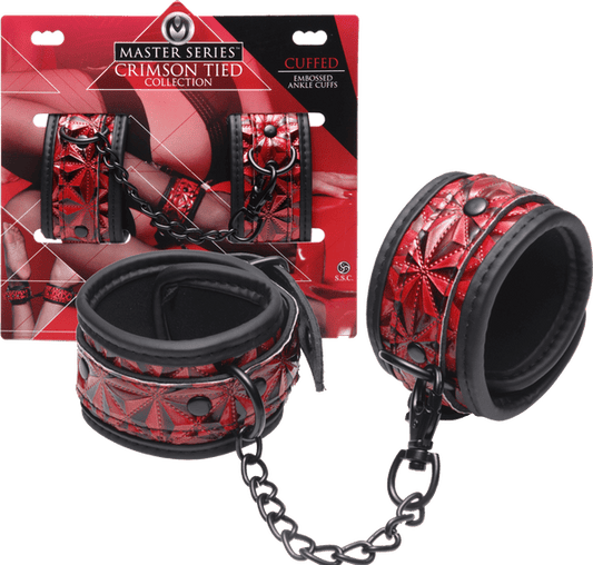 Crimson Tied Embossed Ankle Cuffs - Btantalized.com.au