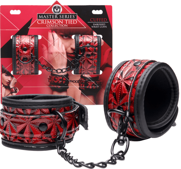 Crimson Tied Embossed Ankle Cuffs - Btantalized.com.au