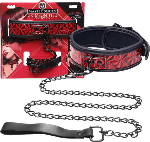 Crimson Tied Collar With Leash - Btantalized.com.au