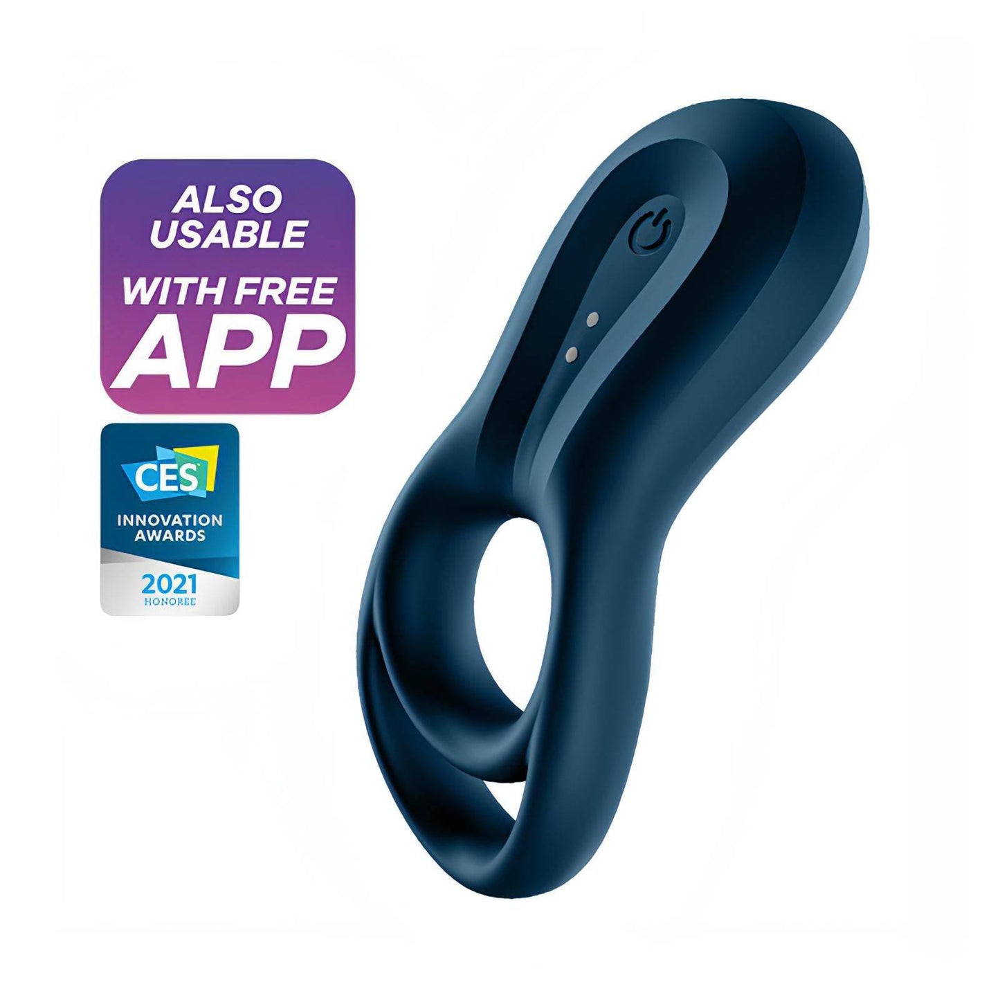 Satisfyer Epic Duo - Navy  USB Rechargeable Cock & Balls Ring with App Control - Btantalized.com.au