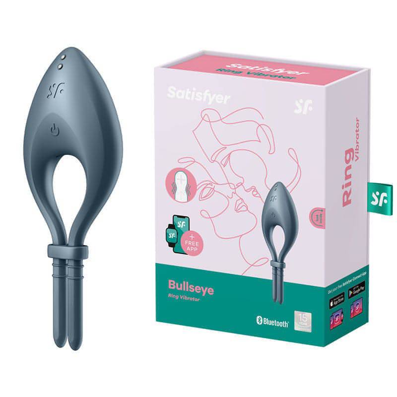 Satisfyer Bullseye - Navy - Navy Vibrating Adjustable Lasso Cock Ring - Btantalized.com.au
