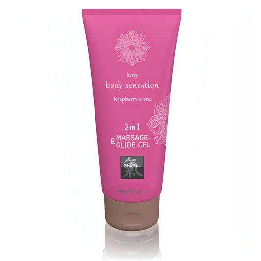 SHIATSU 2in1 Massage & Glide Gel - Raspberry Scented - 200 ml - Btantalized.com.au