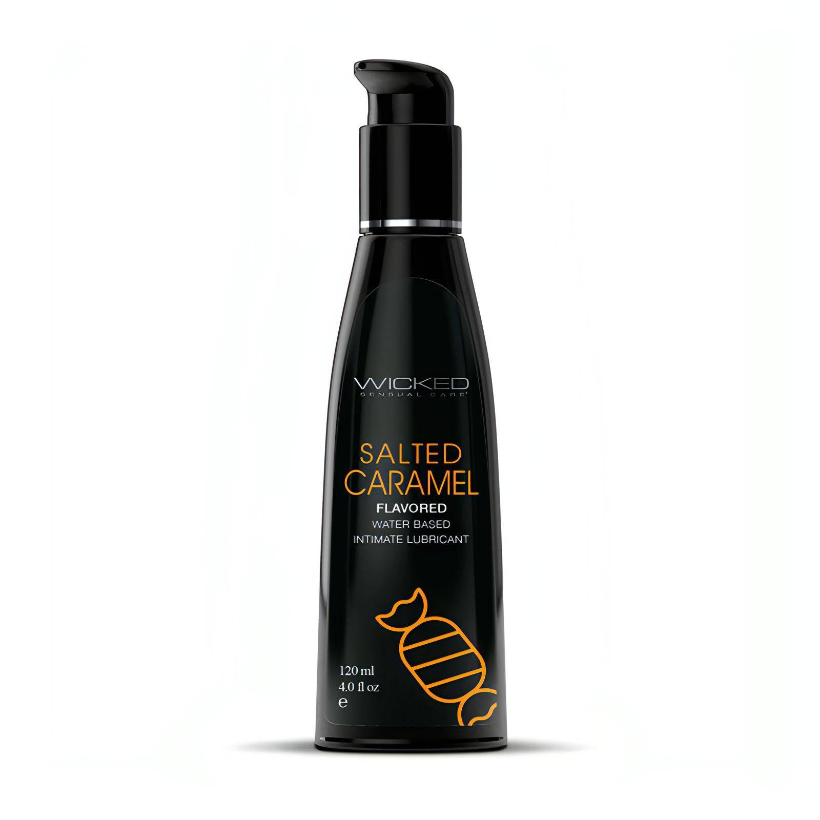 Wicked Aqua Salted Caramel - Salted Caramel Flavoured Water Based Lubricant - 120 ml (4 oz) Bottle - Btantalized.com.au