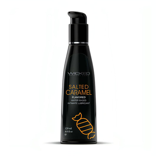 Wicked Aqua Salted Caramel - Salted Caramel Flavoured Water Based Lubricant - 120 ml (4 oz) Bottle - Btantalized.com.au