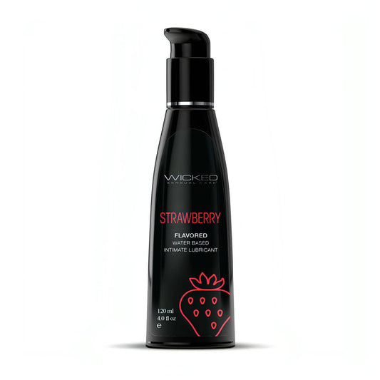 Wicked Aqua Strawberry - Strawberry Flavoured Water Based Lubricant - 120 ml (4 oz) Bottle - Btantalized.com.au