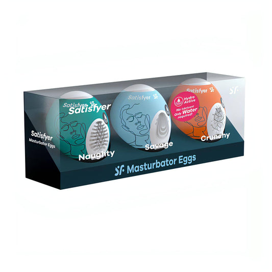 Satisfyer Masturbator Eggs - Mixed 3 Pack #2 - Set of 3 Stroker Sleeves - Btantalized.com.au