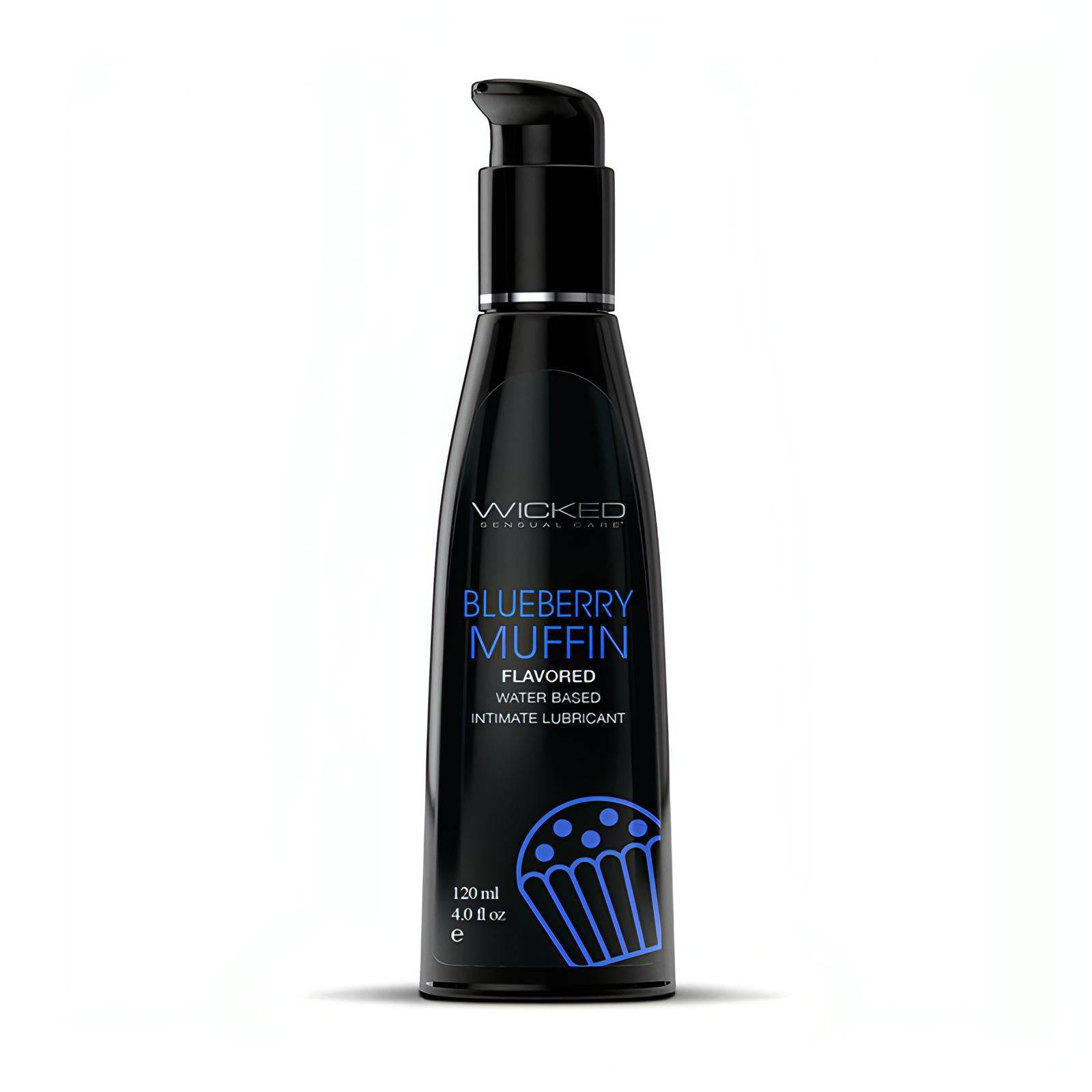 Wicked Aqua Blueberry Muffin - Blueberry Muffin Flavoured Water Based Lubricant - 120 ml (4 oz) Bottle - Btantalized.com.au