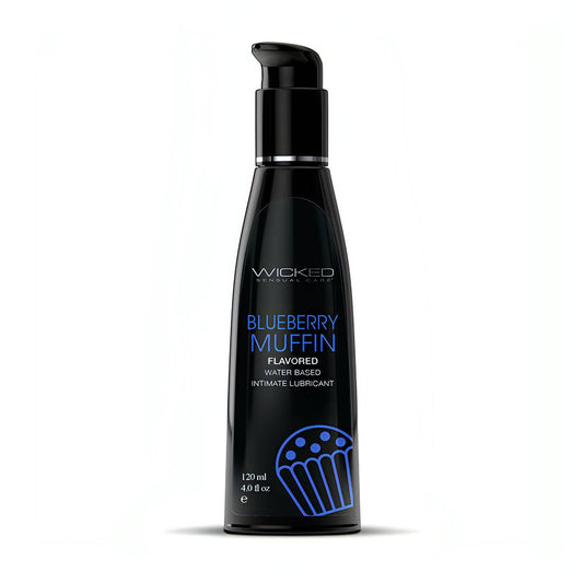 Wicked Aqua Blueberry Muffin - Blueberry Muffin Flavoured Water Based Lubricant - 120 ml (4 oz) Bottle - Btantalized.com.au