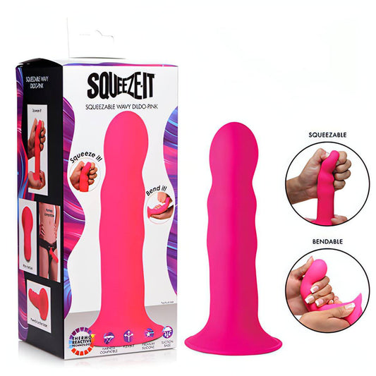 Squeeze-It Squeezable Wavy Dildo -  18.3 cm Dong - Btantalized.com.au