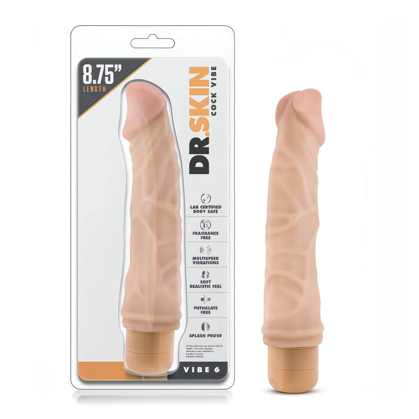Dr. Skin Cock Vibe 6 - 8.5'' Cock -  21.6 cm Vibrating Dong - Btantalized.com.au