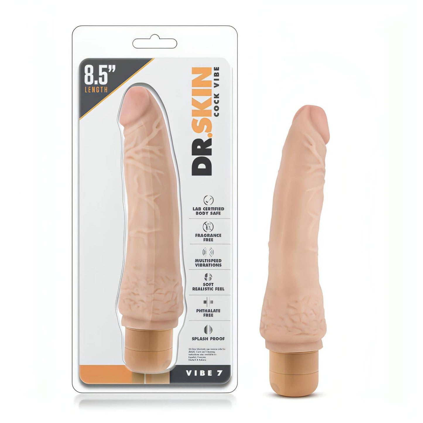 Dr. Skin Cock Vibe 7 - 8.5'' Cock -  21.6 cm Vibrating Dong - Btantalized.com.au