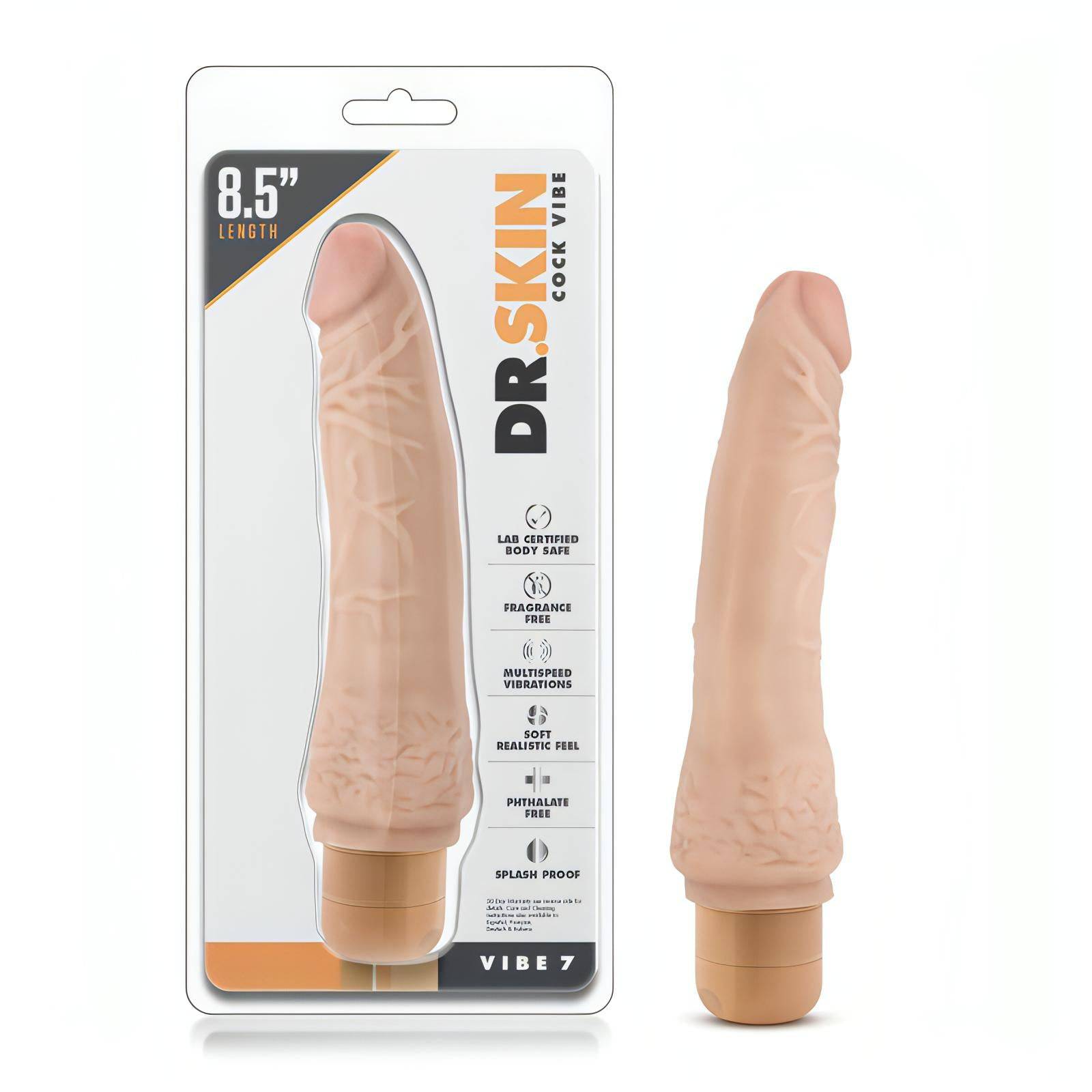 Dr. Skin Cock Vibe 7 - 8.5'' Cock -  21.6 cm Vibrating Dong - Btantalized.com.au