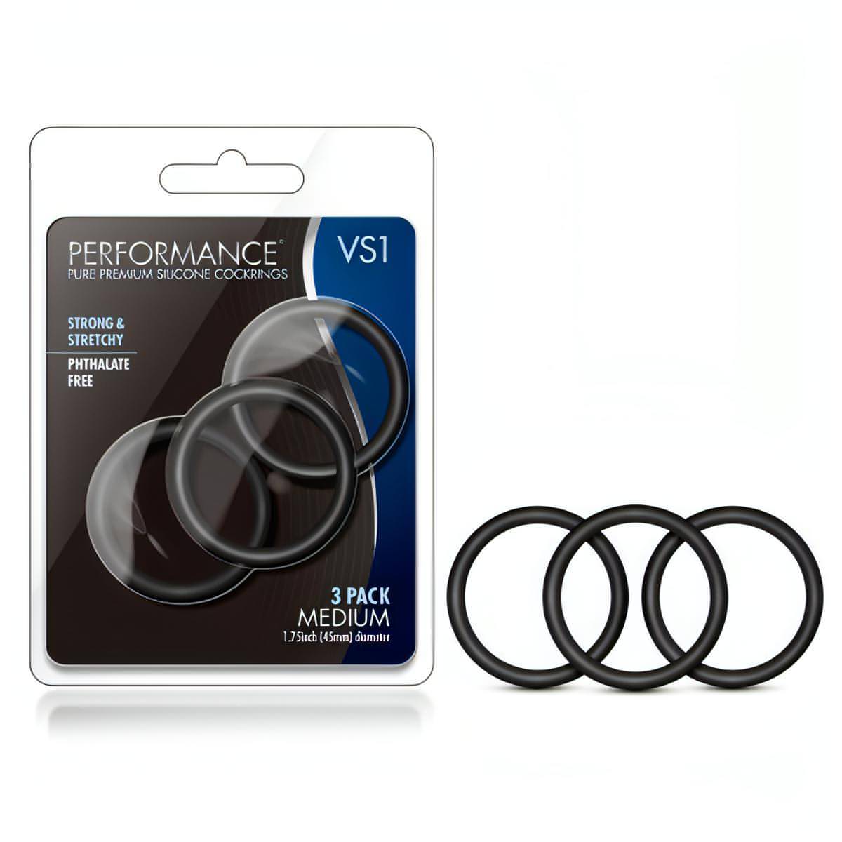 Performance VS1 Pure Premium Silicone Cockrings -  Medium Cock Rings - Set of 3 - Btantalized.com.au