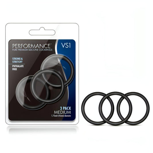 Performance VS1 Pure Premium Silicone Cockrings -  Medium Cock Rings - Set of 3 - Btantalized.com.au