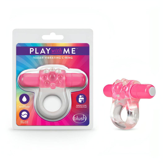 Play With Me Teaser Vibrating C-Ring - Clear/ Vibrating Cock Ring - Btantalized.com.au