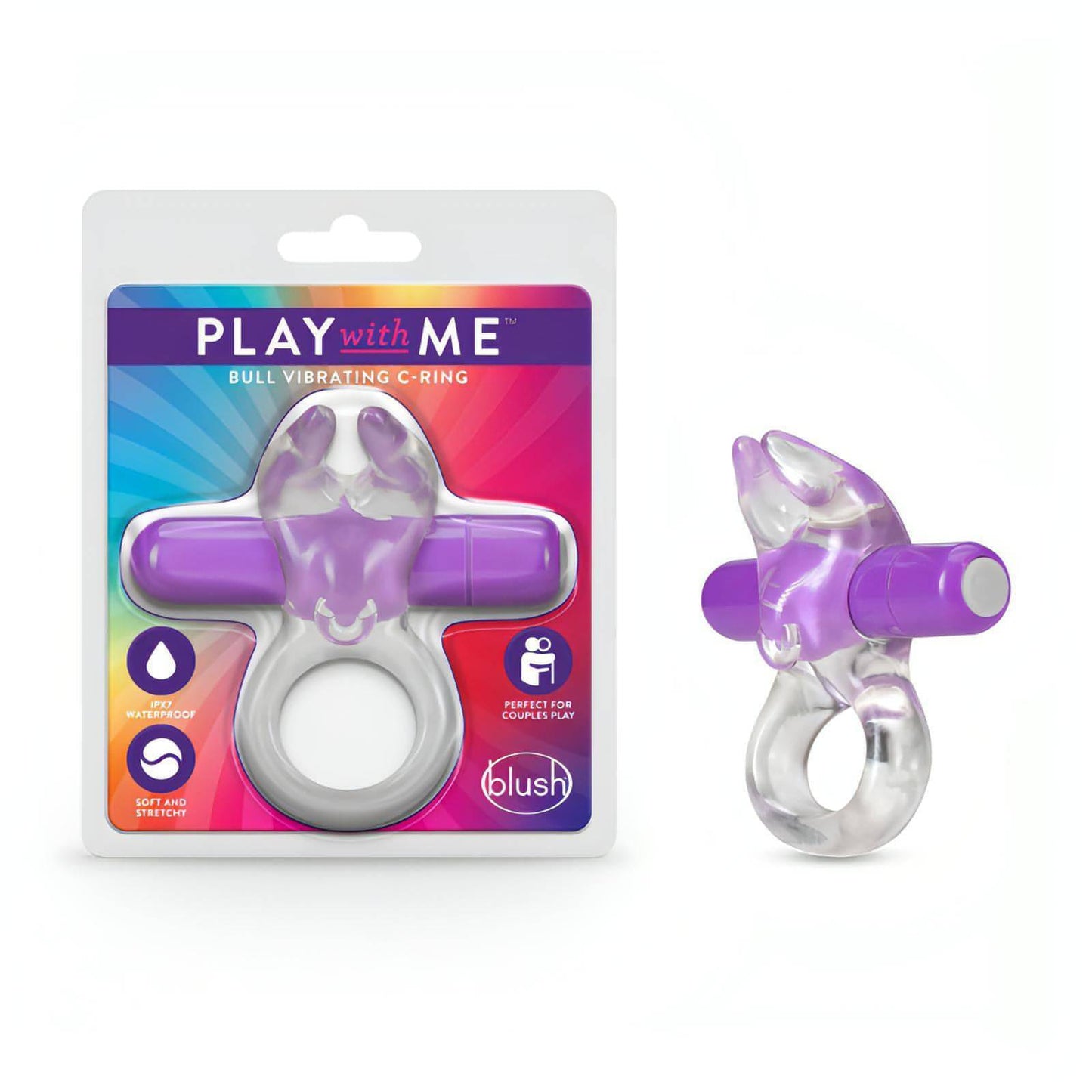 Play With Me Bull Vibrating C-Ring - Clear/ Vibrating Cock Ring - Btantalized.com.au