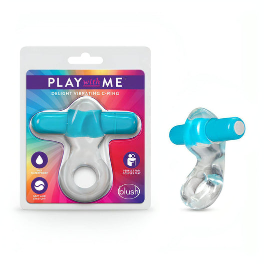 Play With Me Delight Vibrating C-Ring - Clear/ Vibrating Cock Ring - Btantalized.com.au