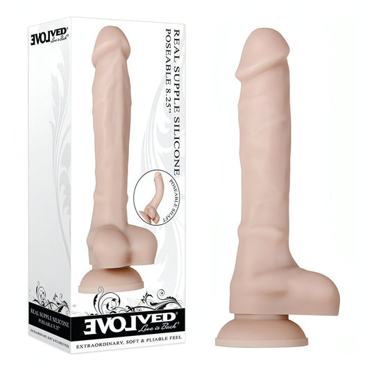 Evolved Real Supple Silicone Poseable 8.25'' -  21 cm Poseable Silicone Dong - Btantalized.com.au