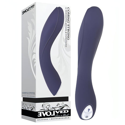 Evolved Coming Strong - Navy  119 cm (7.5'') USB Rechargeable Vibrator - Btantalized.com.au