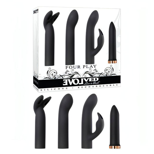 Evolved Four Play -  USB Rechargeable Bullet with 3 Sleeves - Btantalized.com.au
