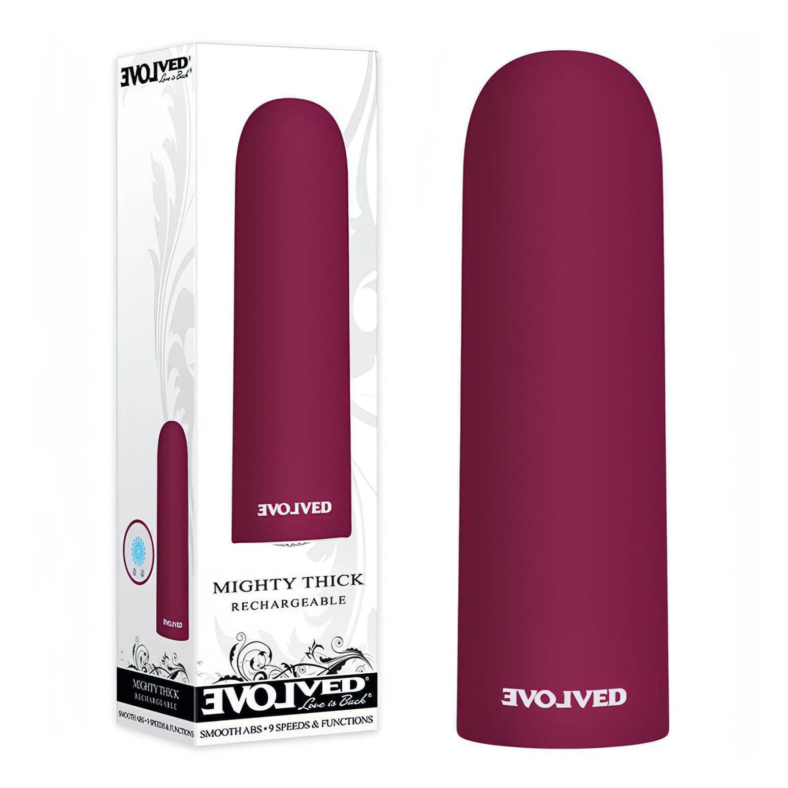 Evolved Mighty Thick - Burgundy  9 cm USB Rechargeable Bullet - Btantalized.com.au