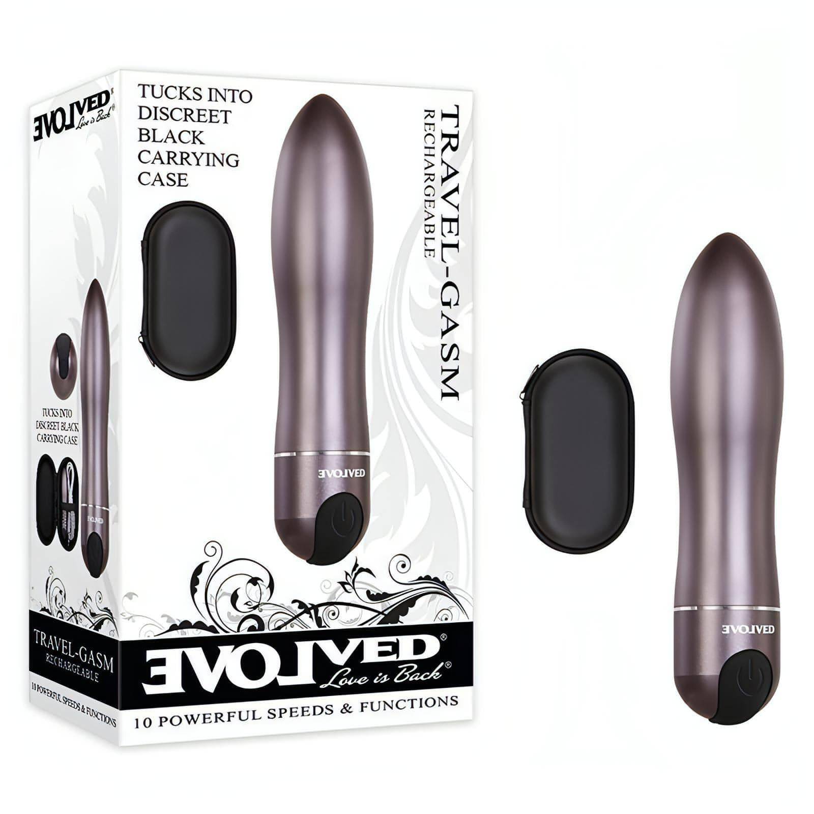 Evolved Travel-Gasm - Gray 9 cm USB Rechargeable Bullet with Travel Case - Btantalized.com.au
