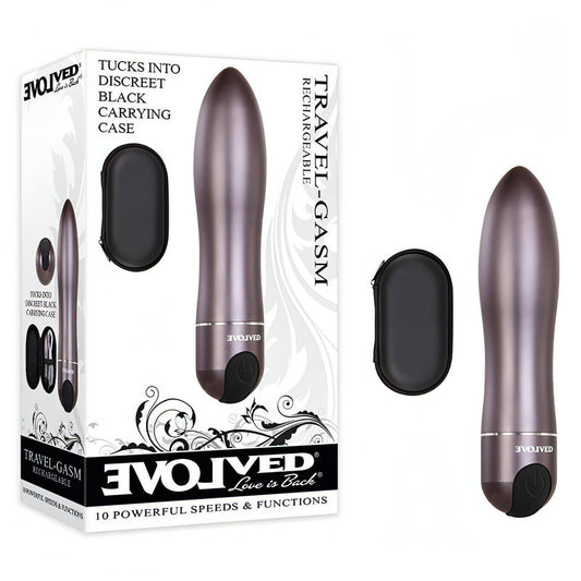 Evolved Travel-Gasm - Gray 9 cm USB Rechargeable Bullet with Travel Case - Btantalized.com.au