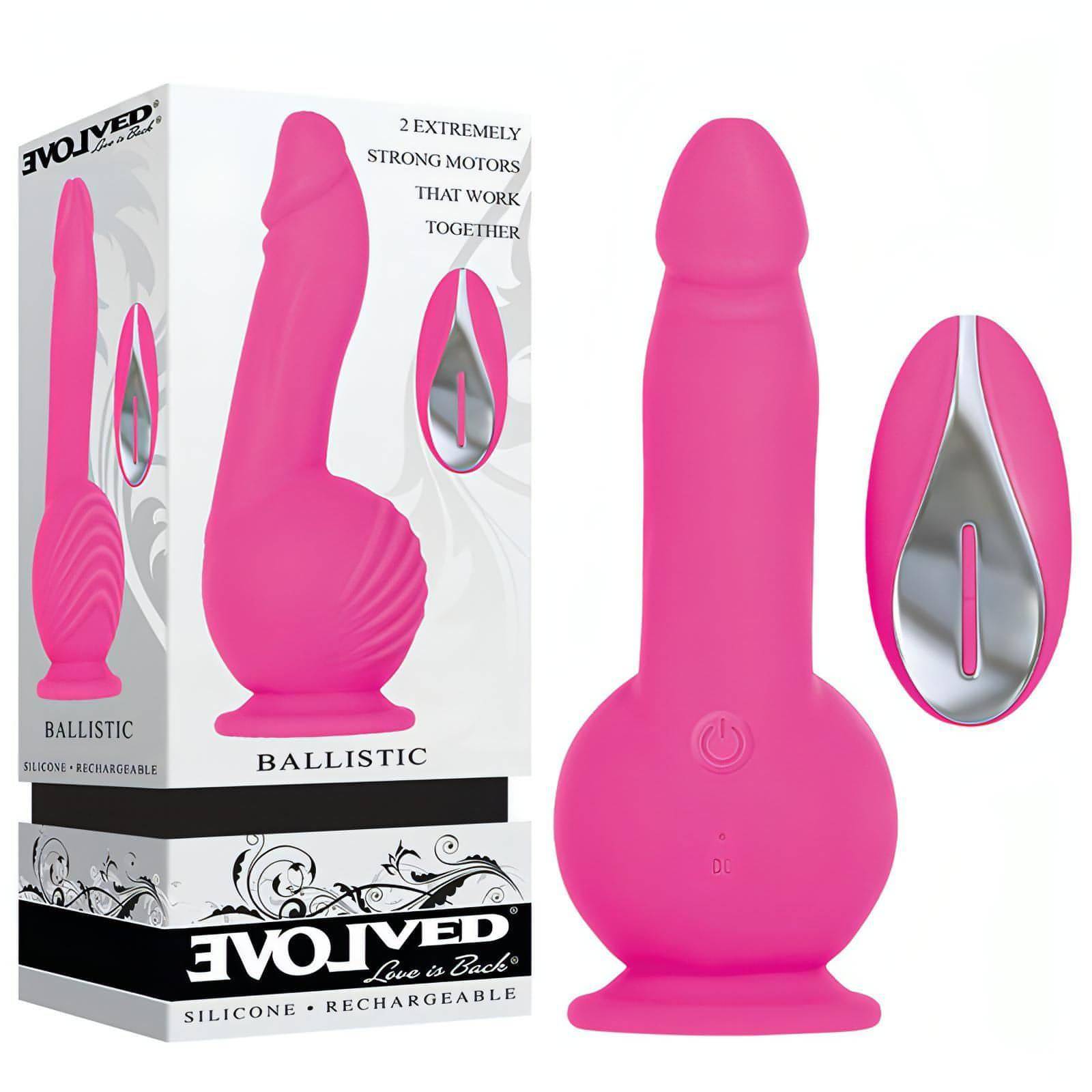 Evolved Ballistic -  19 cm USB Rechargeable Vibrating Dong with Balls Motor & Remote - Btantalized.com.au