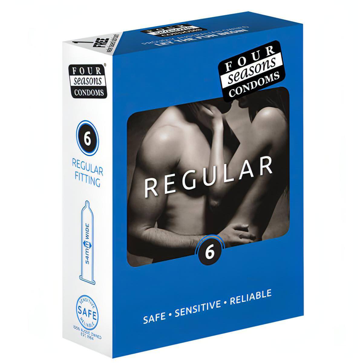 Four Seasons Regular Condoms - Regular Fit Lubricated Condoms - 6 Pack - Btantalized.com.au