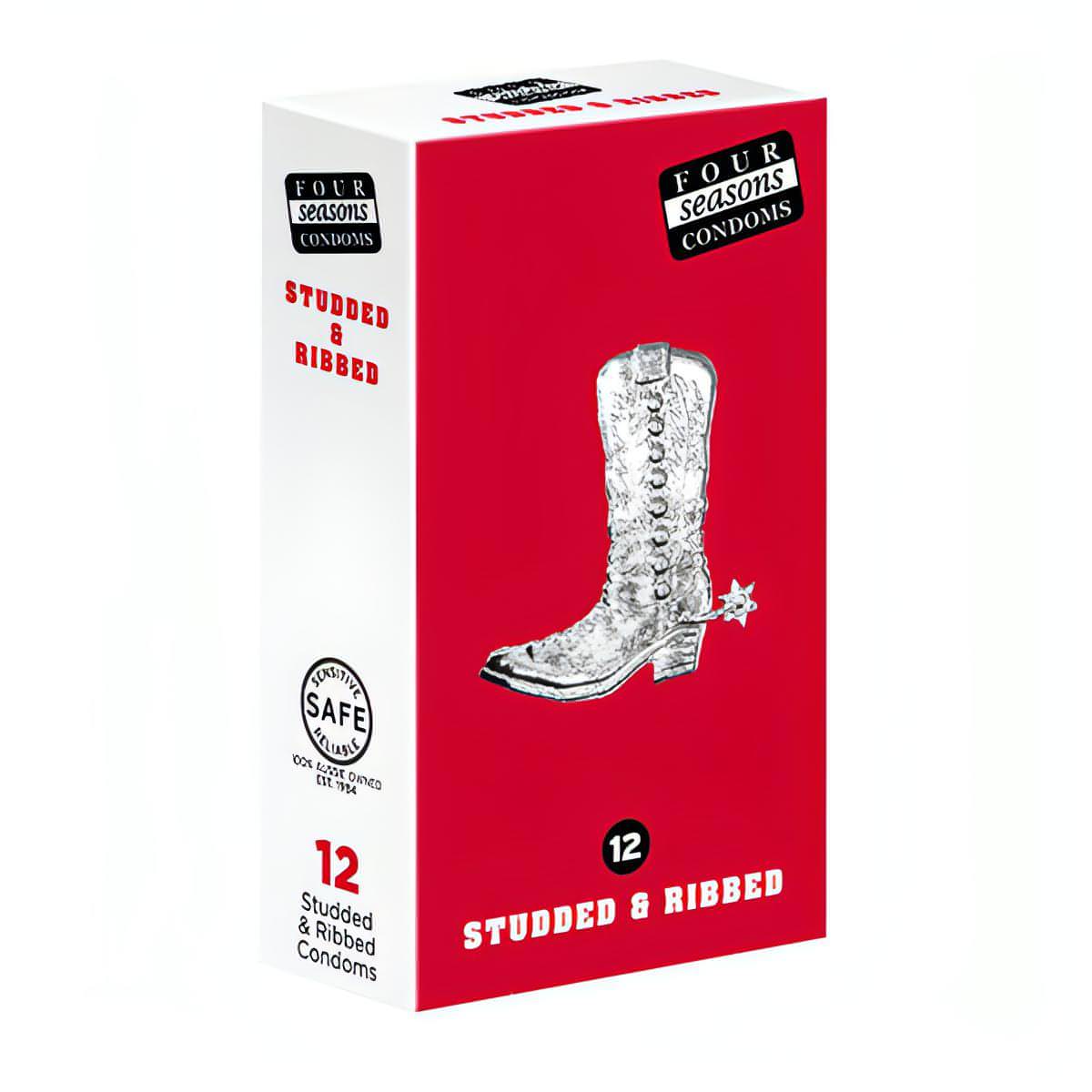 Studs & Ribs Condoms - Studded & Ribbed Lubricated Condoms - 12 Pack - Btantalized.com.au