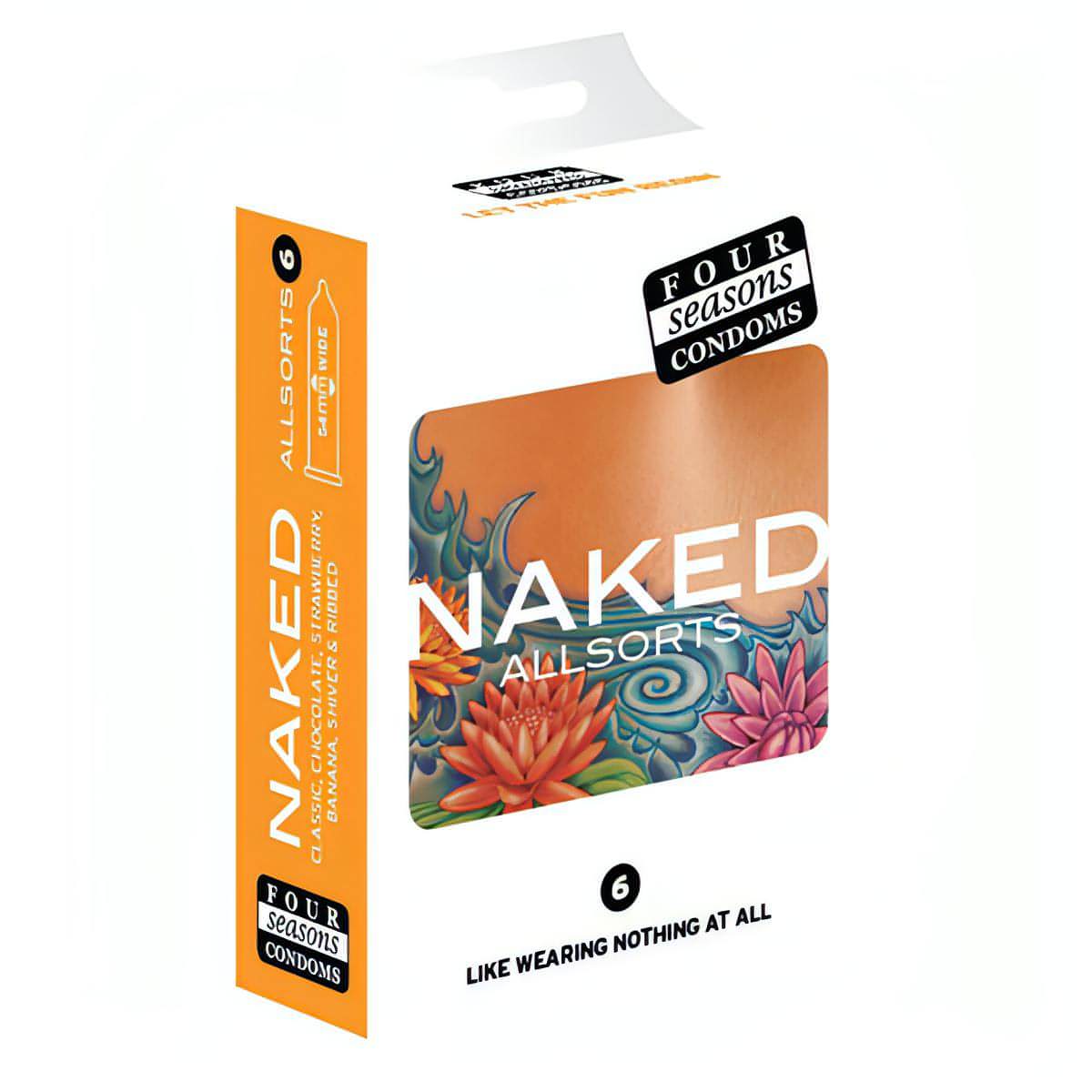 Four Seasons Naked Allsorts - Ultra Thin Lubed Condoms in 6 Styles - 6 Pack - Btantalized.com.au