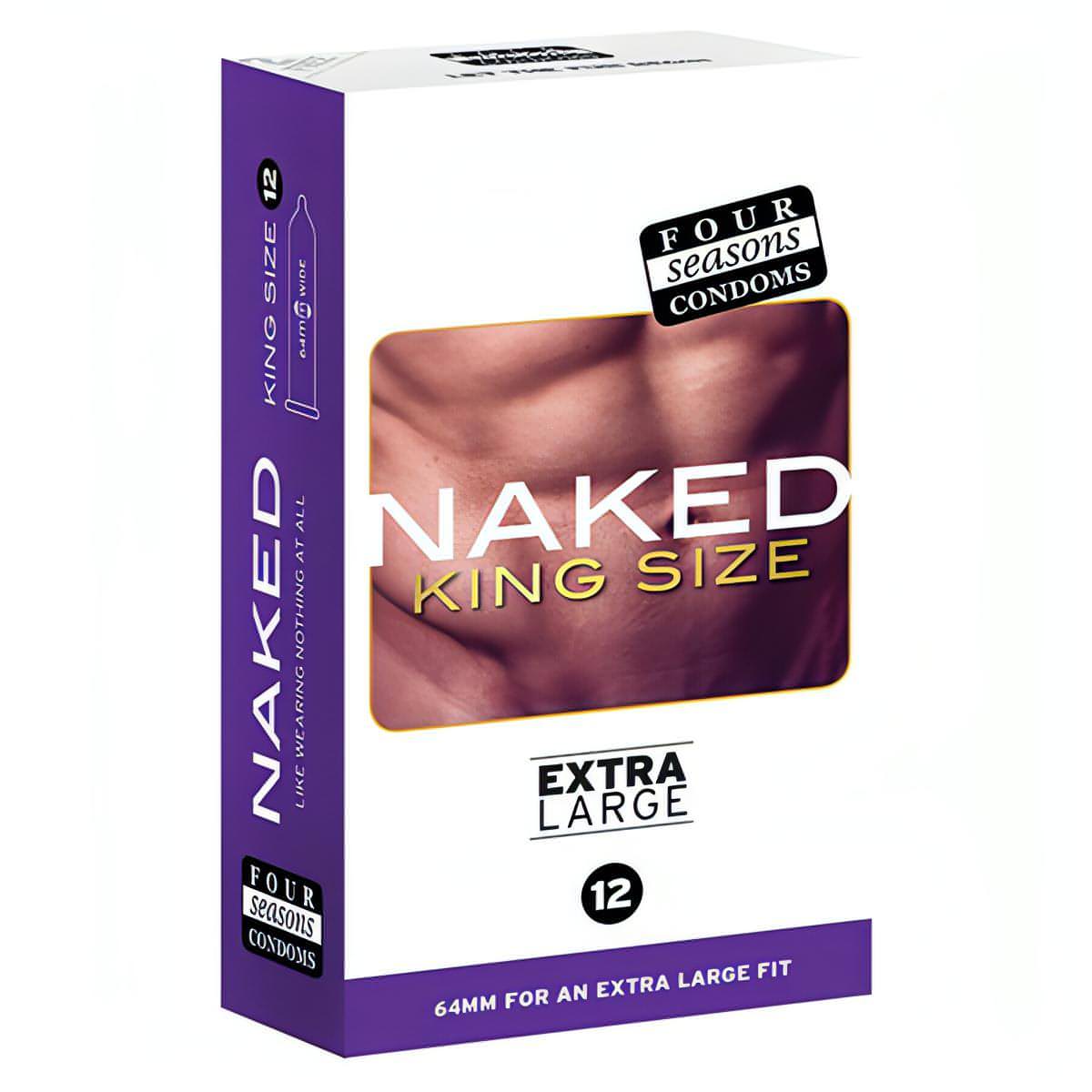 Four Seasons Naked King Size - Large Sized Condoms - 12 Pack - Btantalized.com.au