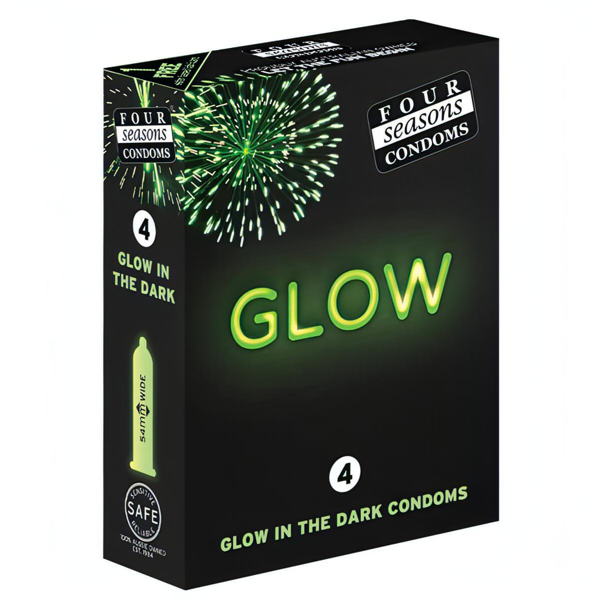 Glow N' Dark Condoms - Glow In The Dark Lubricated Condoms - 4 Pack - Btantalized.com.au