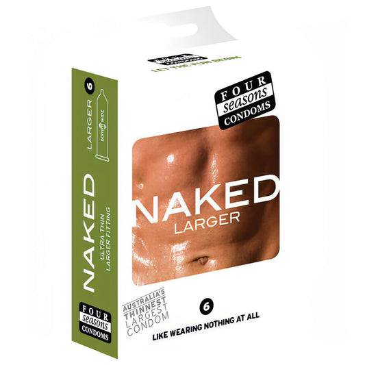 Naked Larger Fitting Condoms - Naked Larger Fitting Lubricated Condoms - 6 Pack - Btantalized.com.au