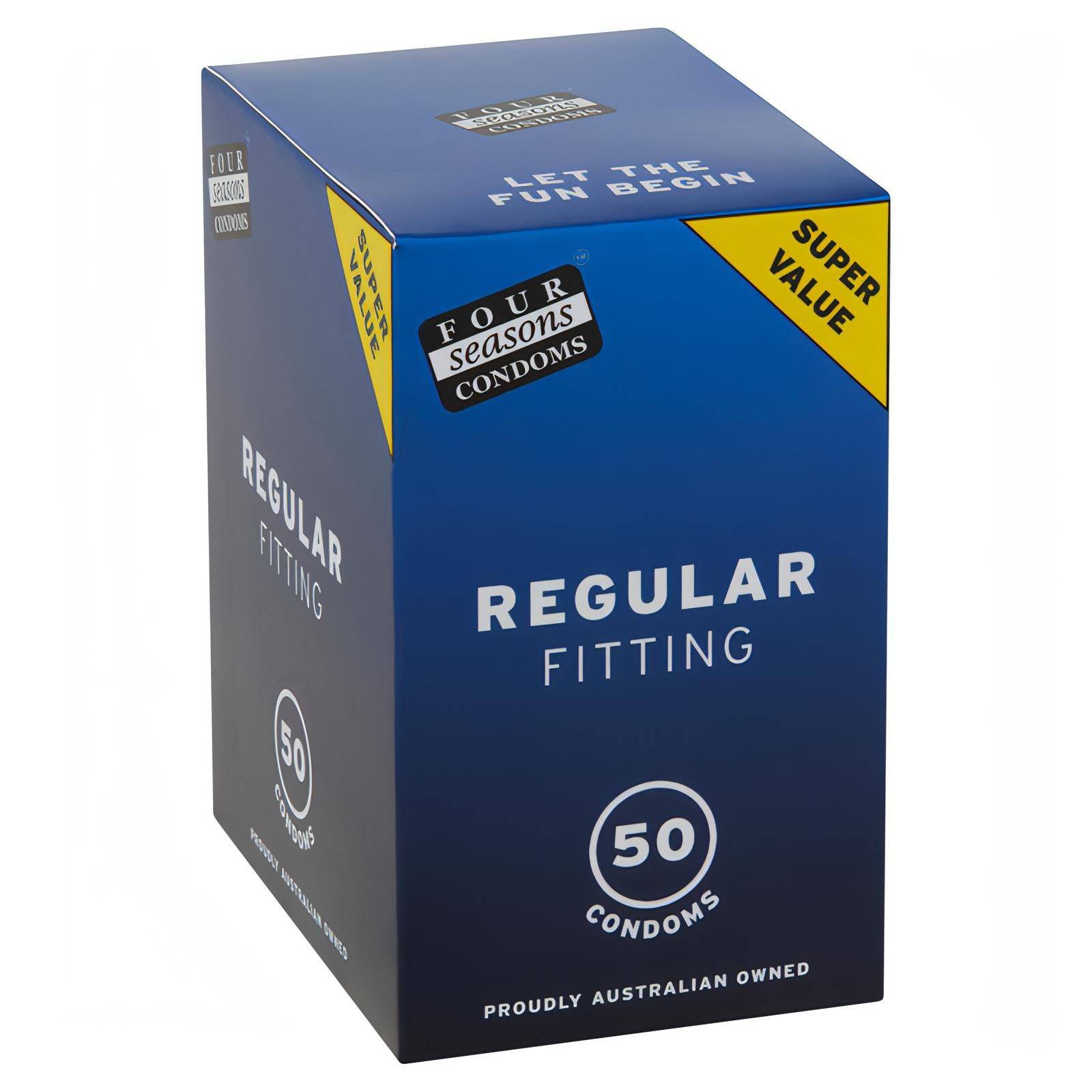 Four Seasons Regular Condoms - Regular Fit Lubricated Condoms - 50 Pack - Btantalized.com.au