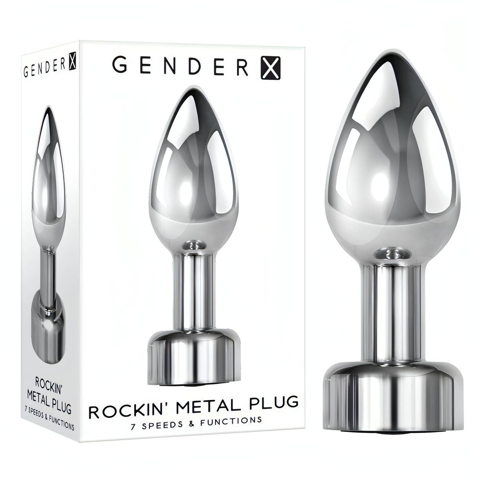 Gender X ROCKIN' METAL PLUG - Metallic 9.3 cm USB Rechargeable Butt Plug - Btantalized.com.au