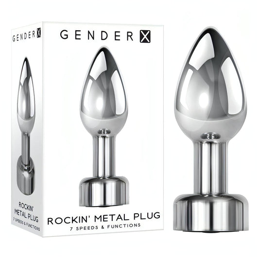 Gender X ROCKIN' METAL PLUG - Metallic 9.3 cm USB Rechargeable Butt Plug - Btantalized.com.au