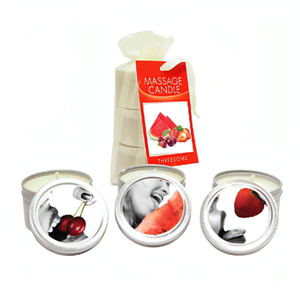 Edible Massage Candle Threesome - Cherry, Strawberry & Melon Flavoured Candles - 3 Pack - Btantalized.com.au