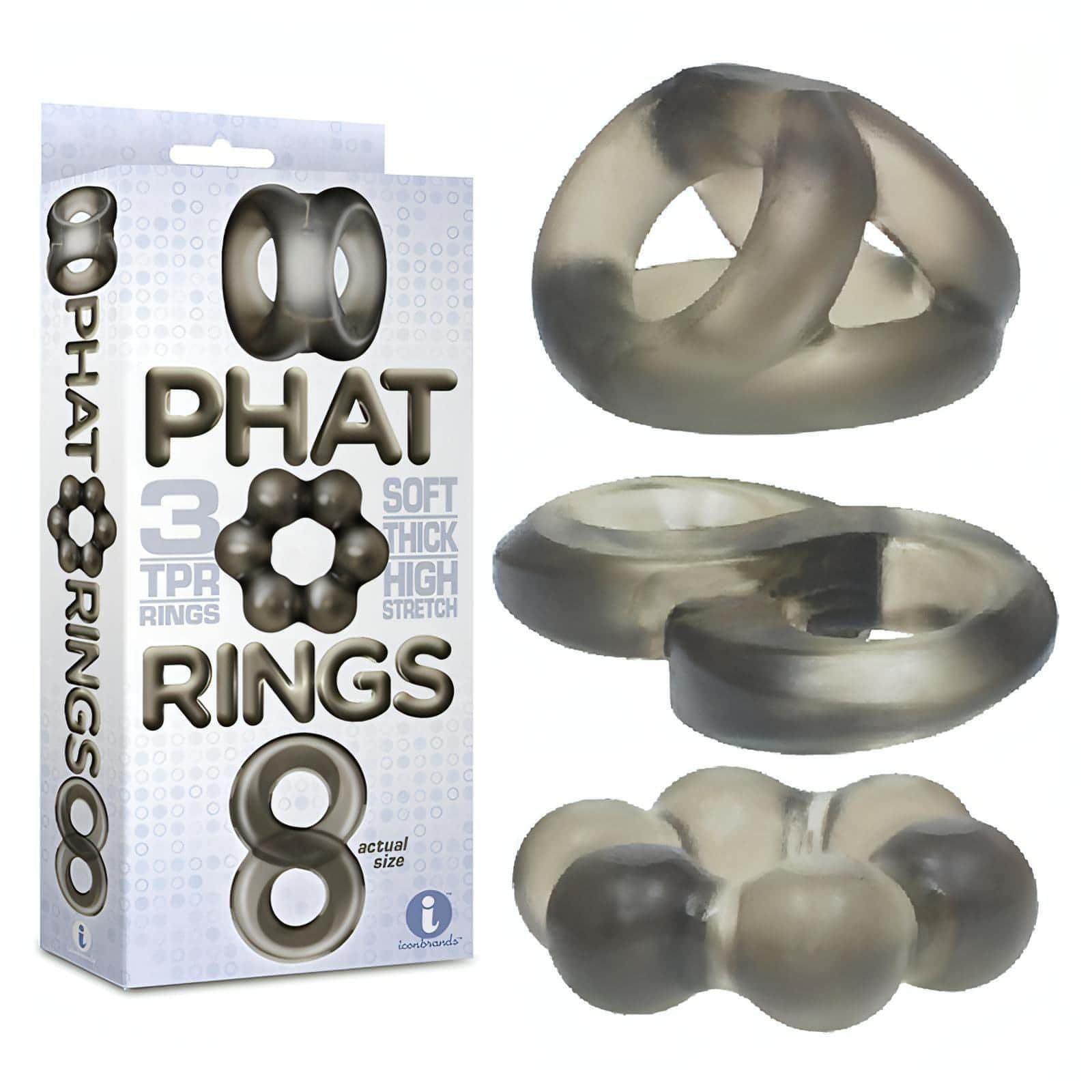The 9's Phat Rings - Smoke Cock Rings - Set of 3 - Btantalized.com.au