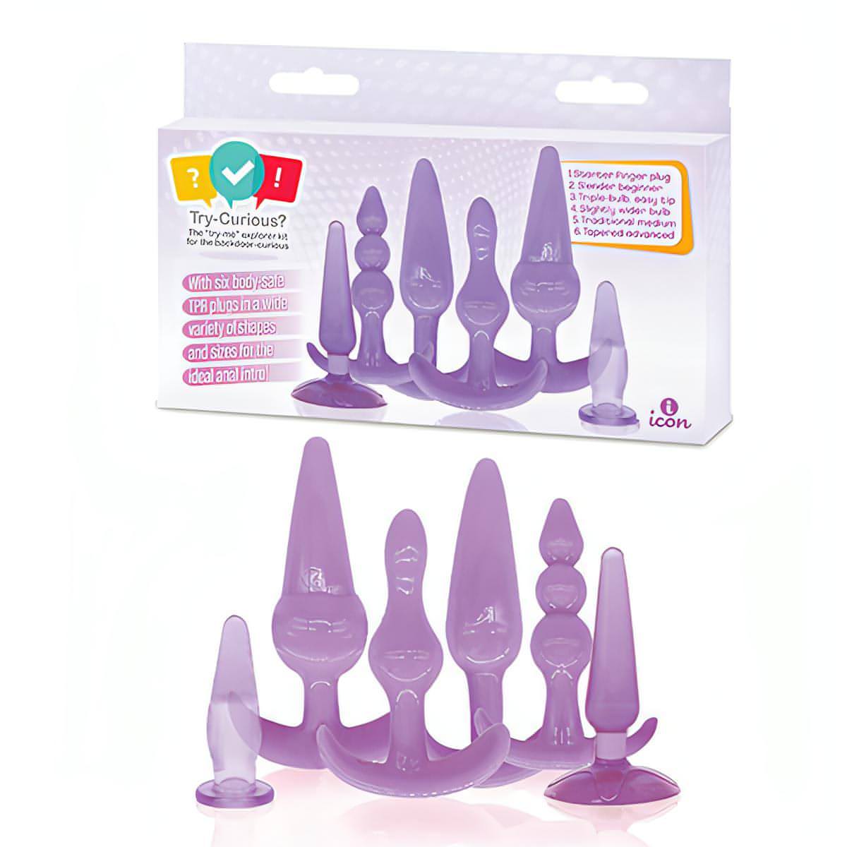 Try-Curious Anal Plug Kit - Purple Anal Kit - Set of 6 - Btantalized.com.au