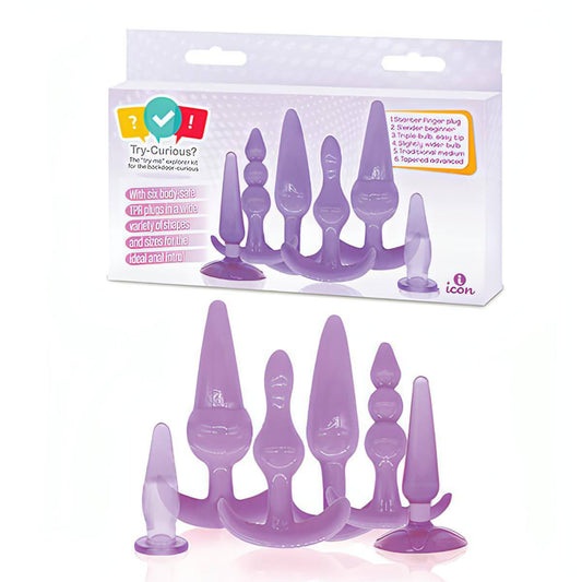 Try-Curious Anal Plug Kit - Purple Anal Kit - Set of 6 - Btantalized.com.au