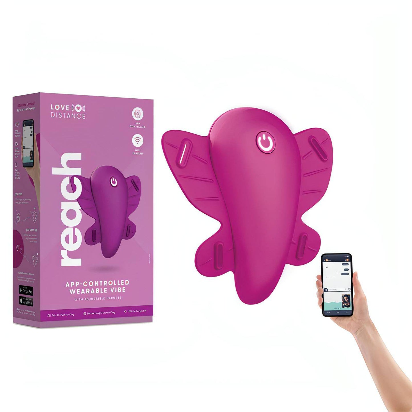 Love Distance REACH - Rose Rechargeable Strap-On Stimulator with App Control - Btantalized.com.au