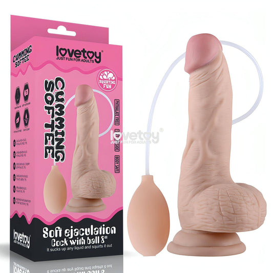 Cumming Softee Soft Ejaculation Cock 8'' with Balls -  20.3 cm Squirting Dong - Btantalized.com.au