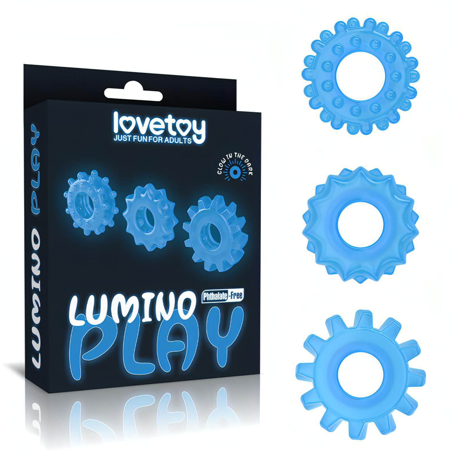 Lumino Play Penis Rings 3 Pack - Glow in the Dark  Cock Rings - Set of 3 - Btantalized.com.au