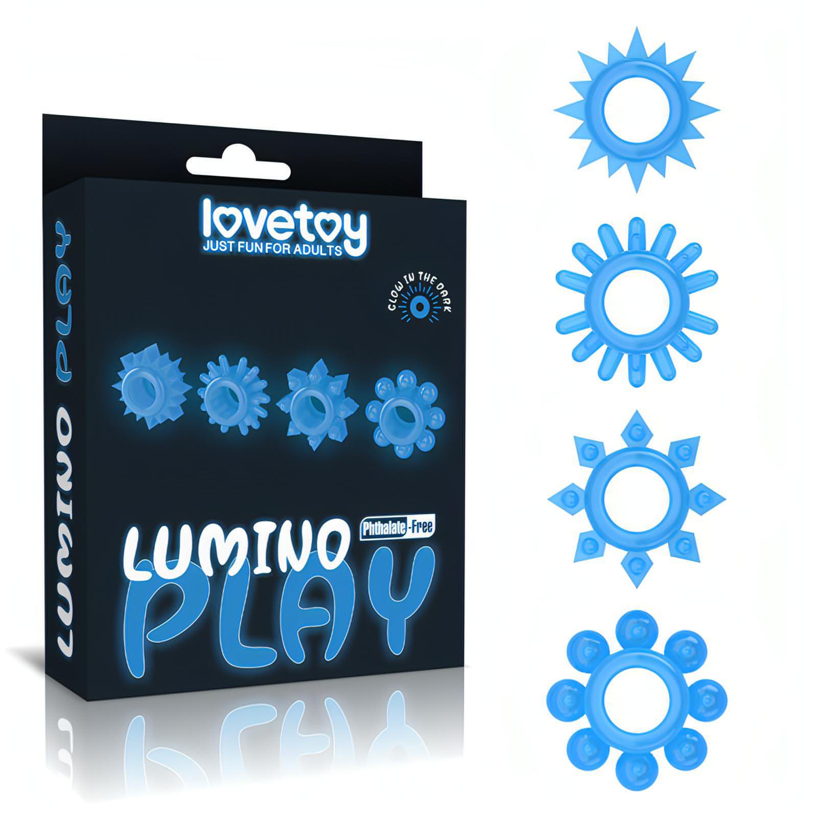 Lumino Play Penis Rings 4 Pack - Glow in the Dark  Cock Rings - Set of 4 - Btantalized.com.au