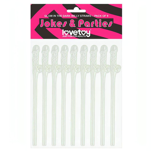 Jokes & Parties Glow In The Dark Willy Straws - Glow in Dark Dicky Straws - Set of 9 - Btantalized.com.au