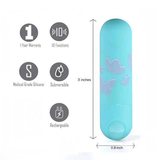 Maia Julia - Teal 7.6 cm USB Rechargeable Bullet - Btantalized.com.au