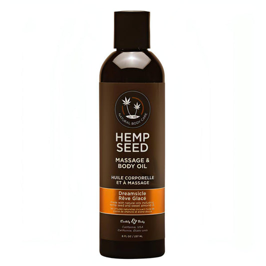 Hemp Seed Massage & Body Oil - Dreamsicle (Tangerine & Plum) Scented - 237 ml Bottle - Btantalized.com.au