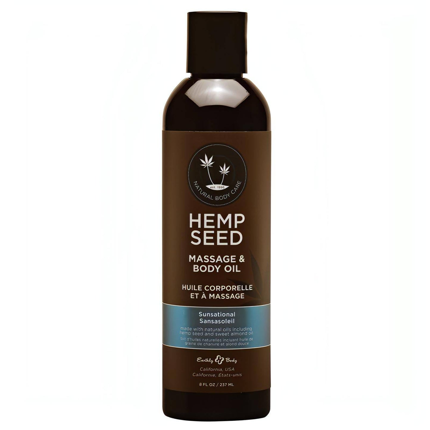 Hemp Seed Massage & Body Oil - Sunsational (Italian Bergamot, Juniper Berries & White Wood) Scented - 237 ml Bottle - Btantalized.com.au